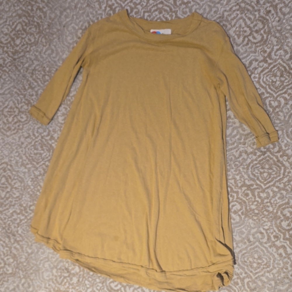 Free People Beach Mustard Yellow Long Sleeve Beach Dress